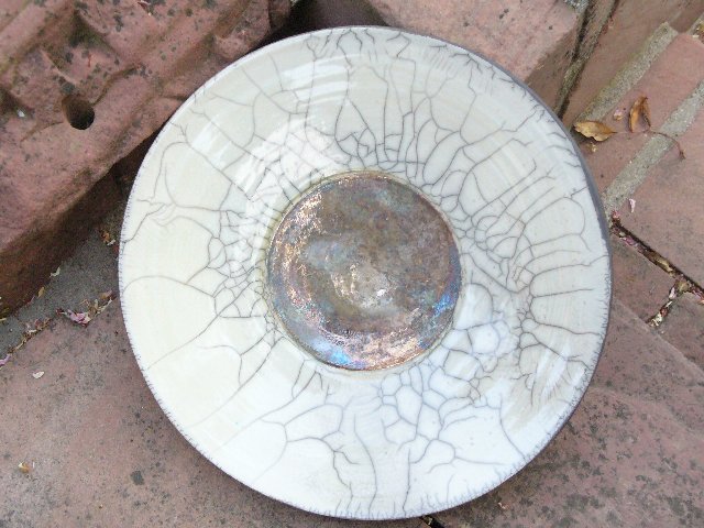 céramique cuisson raku coupe blanche argent