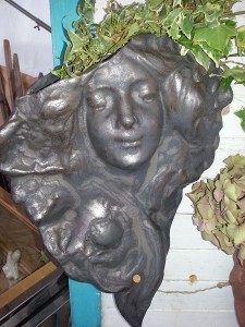 Frauenkopf Jugenstil Bronze Keramik