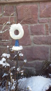 Stab weiß blau mit Ring - Schnee - Winterhart - frostfest - Brigitte Lang in Rauenberg